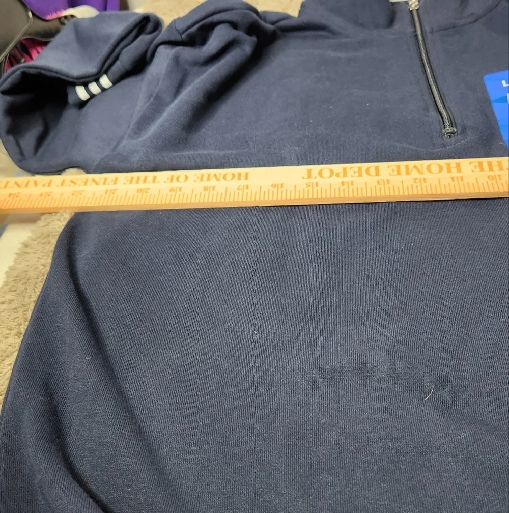 Nautica Women's Quarter Zip Cotton Blend Sweater, Navy Seas Blue,  Size L